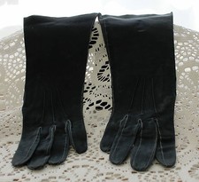 Vintage Made in France Soft Kid Leather Dress Gloves - Black - Size 6-1/4