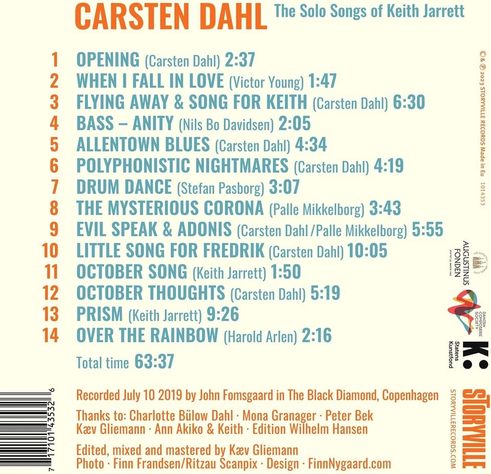 Carsten Dahl The Solo Songs of Keith Jarrett (CD) Album Digipak (US IMPORT) - Image 2 of 2