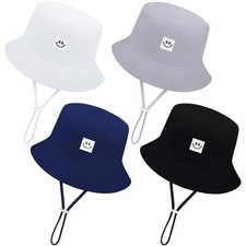 4 Pack Baby Sun Hat Breathable Bucket Hat 0-6 Months White, Grey, Black, Navy