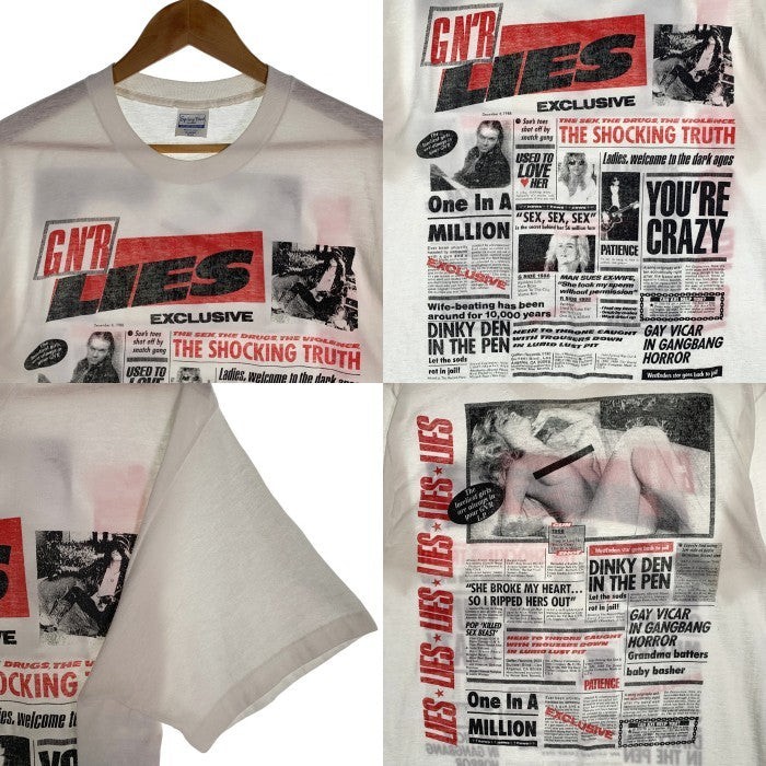 80's GUNS N ROSES GN'R LIES TEE Print T-shirt White Spring
