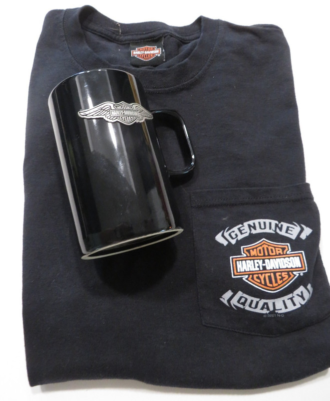 NEW HARLEY DAVIDSON MOTOR CYCLES GIFT SET- SZ.L. T SHIRT & LOGO MUG