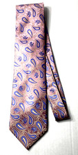 Classic Paisley Pink Blue JACQUARD WOVEN 100 Silk Men's Necktie Tie