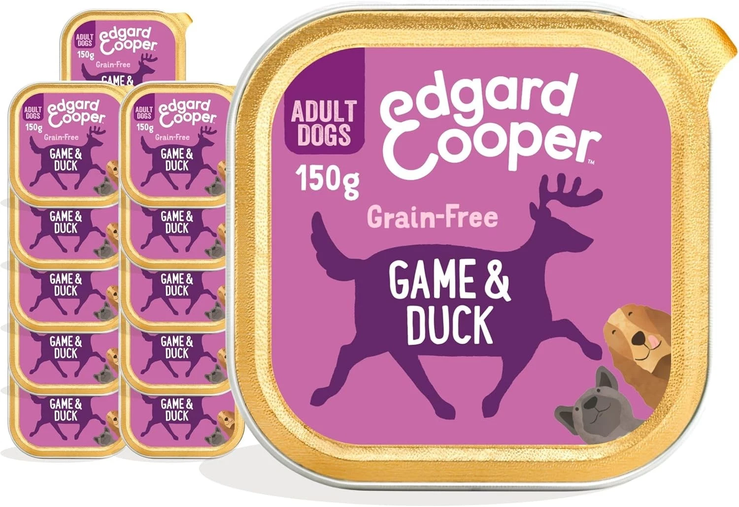 Edgard Cooper Grain-Free Wet Dog Food for Adults Dogs, GameDuck 11 x 150g, Natur