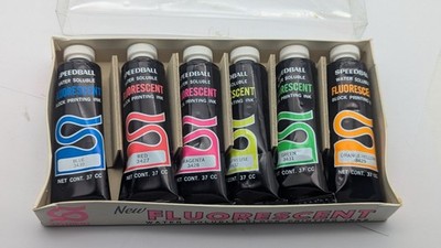 VINTAGE FLUORESCENT SPEEDBALL BLOCK PRINTING INK LOOK READ AS IS
