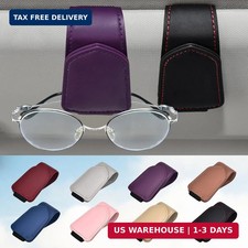 Black Sunglasses Holder for car Visor, 2 Packs Magnetic Leather Sunglasses