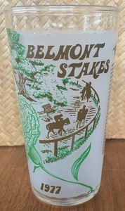 1977 RAREST Belmont Stakes Horse Racing glass - Beautiful Condition