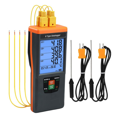 Digital Thermocouple Thermometer, 4 Channel Data Logger Thermometer with 48,000
