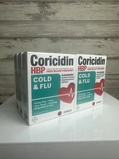 Coricidin HBP Cold and Flu Acetaminophen Tablets Decongestant Free 10 Ct 6 Pack