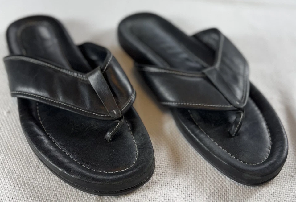 Kenneth Cole Zapatos Para Hombre Talla 10M Negro Cuero Chanclas Sandalias Informales Cómodas Foto 2 de 4