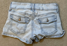 Aeropostale Jean Shorts Size 6 Low Rise Midi Cuffed Distressed Cotton Blend