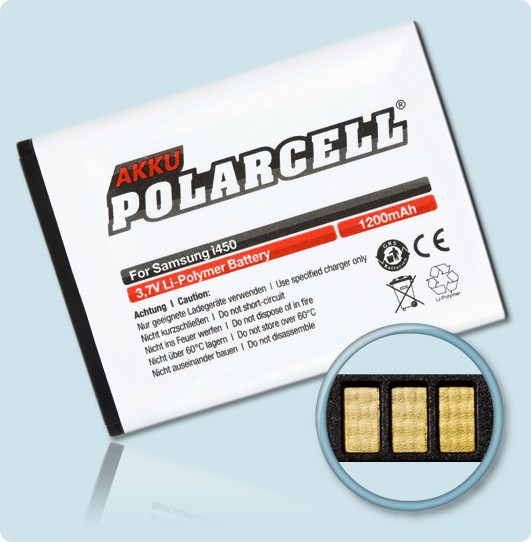 Polarcell Akku FüR Samsung Sgh-I450 AB494051BE AB494051BU 1200Mah Batterie Accu-image