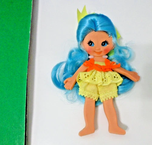 1969 IDEAL FLATSY DOLL SUSIE MADE IN HONG KONG 5" BLUE HAIR