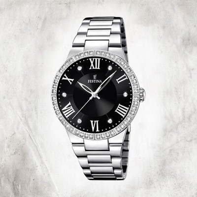 Festina Edelstahl Damen Uhr F16719/2 Quarz Armbanduhr silber Trend UF16719/2