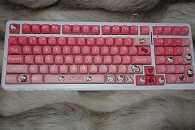 Custom Hello Kitty Aula f99 wireless mechanical keyboard, RGB lighting. Creamy