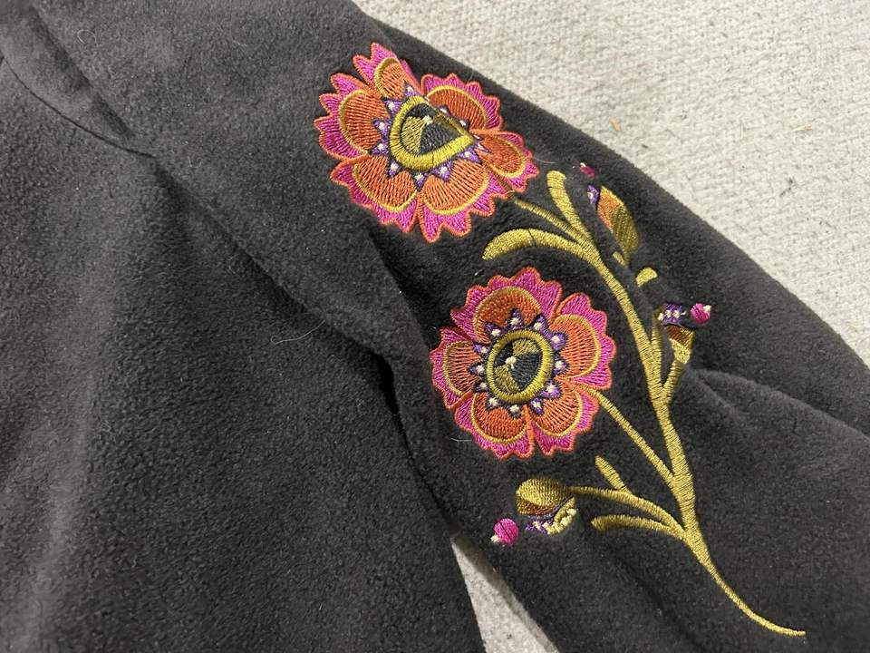 Chaqueta Artística Usable Bob Mackie Para Mujer 2X Negra Floral Bordada Boho Artística Foto 3 de 4