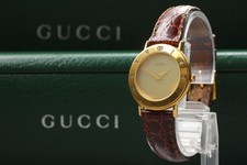 [Exc+5 in Box] GUCCI 3000.2.L 26mm Gold Dial Quartz Woman's Watch From JAPAN