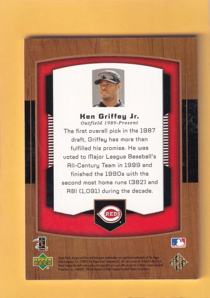 2003 Upper Deck Classic Portraits #203 Ken Griffey Jr. Reds 424/1200 NM-MT+ - Image 2 of 2