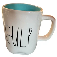 Rae Dunn Artisan Collection "Gulp" Mug White With Blue Interior