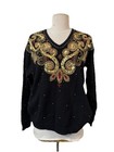 Marisa Christina Collection Sequined Beaded Black Sweater Sz S Special Occasion