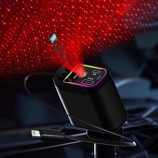 Starlight Retractable Car Charger,66W Fast Chargers Adapter 4 in 1 Black