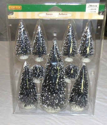Lemax NINE Assorted Pine Trees Arbres New in (slightly dented) Package