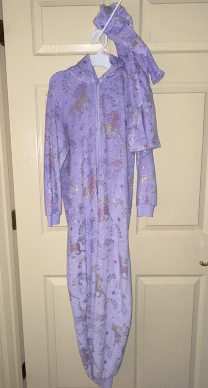 Children’s Place Purple Unicorn One Piece Fleece Pajamas and Matching Doll Set
