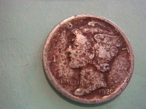 1920 D Mercury Dime worn edges album filler  , actual coin in photo