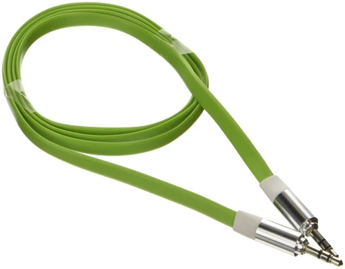 Poppstar 3,5mm Flachband Audio Klinken-Kabel 1m grün für Handy/Smartphone/Tablet