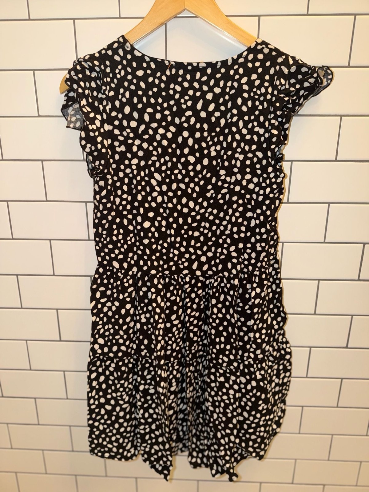 Altar'd State Black and White Spotted Tiered Babydoll Mini Dress XS, photo 6