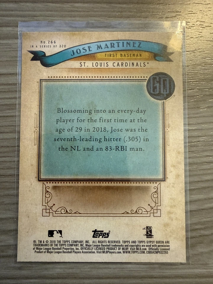 2019 Topps Gypsy Queen - Jose Martinez #266 - Image 2 of 2