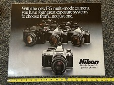 Vintage 1982 NIKON Promotional 16" x 20" Two-Sided Laminated Dealer Poster