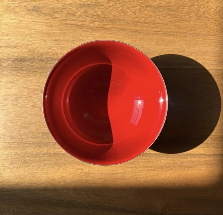 Покрытая серебром чаша Revere Reed & Barton No1120 с красной эмалью на ножках диаметр 6,5 дюйма x 3 дюйма T - Изображение 3 из 4