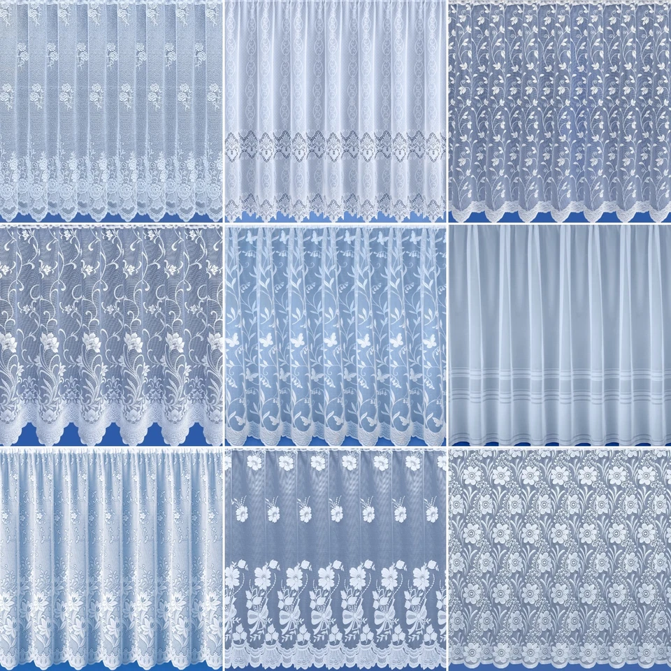 Premium Quality Discounted New Floral White Lace Net Curtain - Sold By The Metre - Image 3 of 3