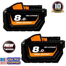2 PACK For Milwaukee for M18 8.0AH Battery Lithium Extended Capacity 48-11-1860