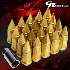 J2 M12X1.5 7075 ALUMINUM 25MM OD/75MM 20PC OPEN-END LUG NUTS SET+ADAPTER GOLD