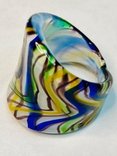 Handcrafted Multicolor Glass Ring Unique Swirl Design -328