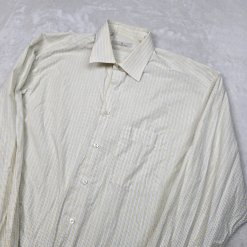 Camisa de Vestir Ermenegildo Zegna Para Hombre Grande 42 16.5 Cuadros Amarillo Blanco Manga Larga Foto 4 de 4