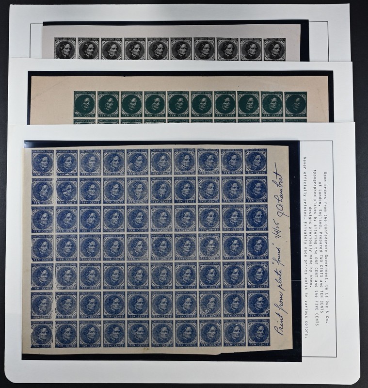 CSA Confederate States of America Set of 3 Sheets of 70 Stamps Mint Unused USA