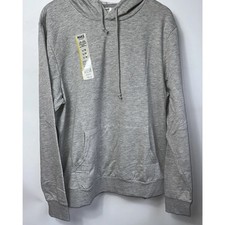Adult Pullover Hooded Large Long Sleeve Sweatshirt Men s Fleece Cotton Gray