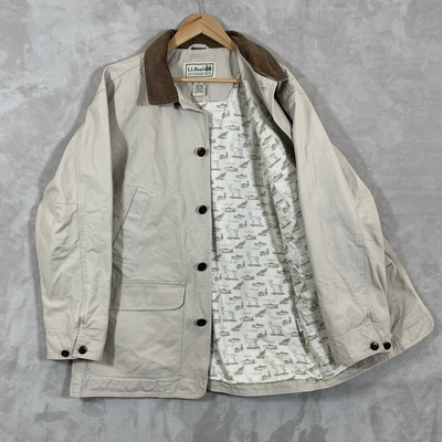 #ad Vtg LL Bean Chore Coat Mens Medium 90s Fish Animal Lined Barn Farm Jacket 0BGW5 $49.99