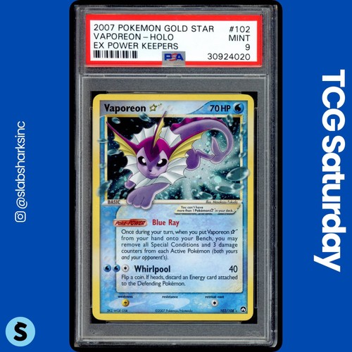 2007 POKEMON EX POWER KEEPERS #102/108 VAPOREON GOLD STAR HOLO PSA 9