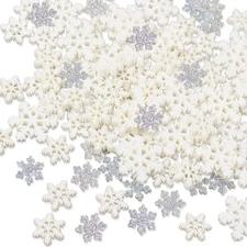 100Pcs Mini Snowflake Ornaments – White & Silver Christmas Decor