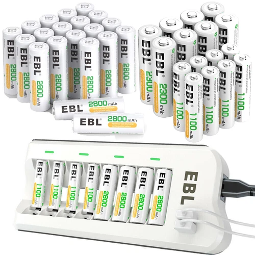 EBL AA AAA Rechargeable Batteries 2300 1100 2800mAh / NI-MH Battery Charger Lot