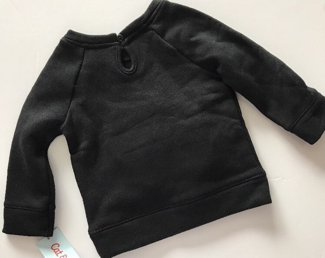 Cat & Jack Toddler Girls Black Halloween Monster ZIPPER Mouth Shirt 12