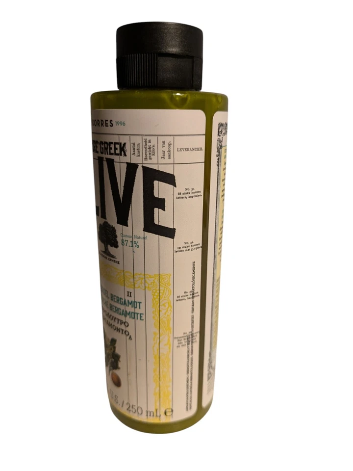 Gel de ducha Korres Pure Greek Olive BERGAMOTA 8,45 FL OZ NUEVO sin usar Foto 3 de 4