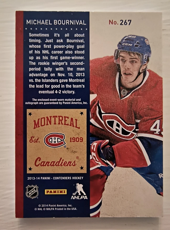 MICHAEL BOURNIVAL Rookie Patch Autograph Card #26/100- 2013-14 Panini Contenders - Image 2 of 2