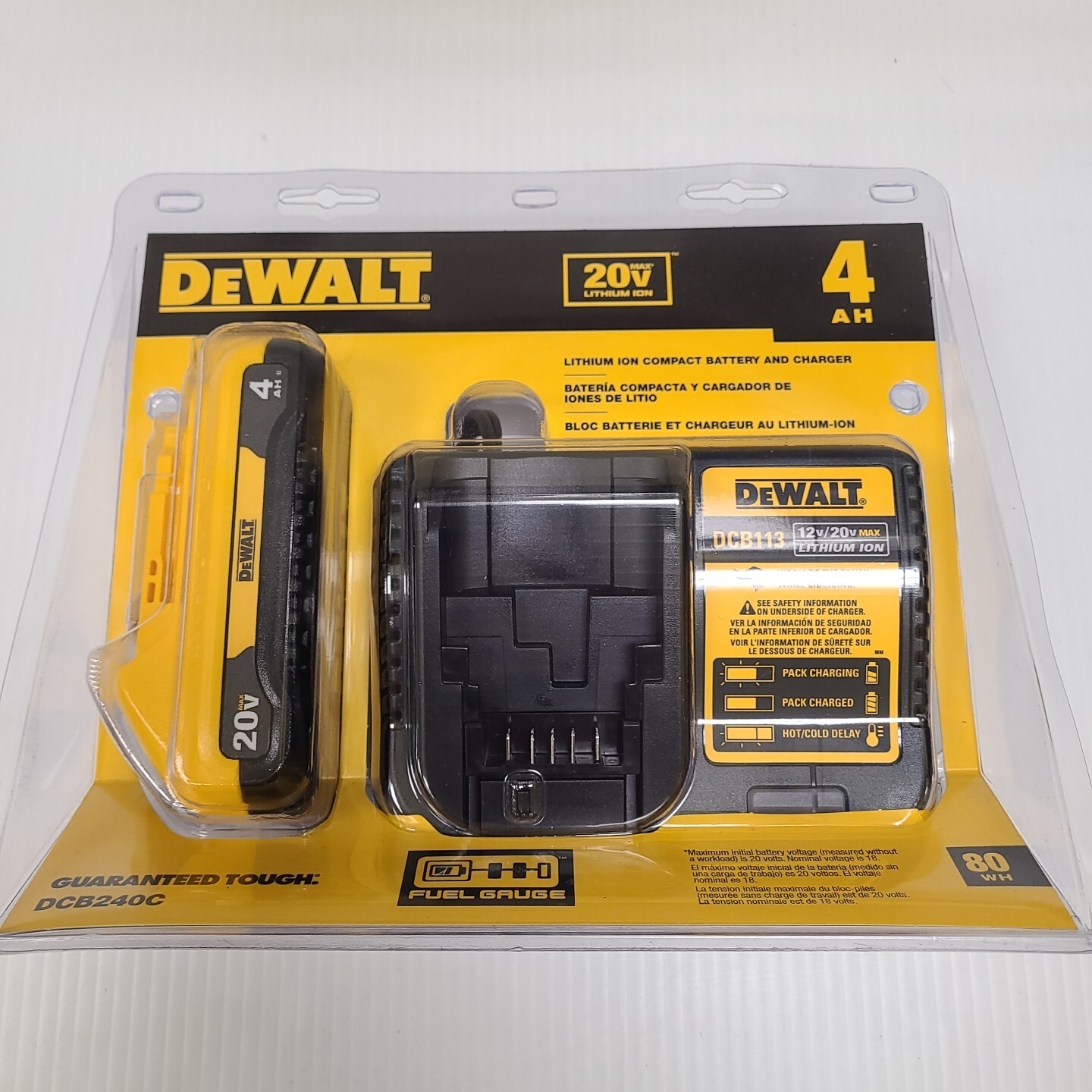 New! DEWALT DCB240C 4 Ah 20 V LiIon Battery And Charger