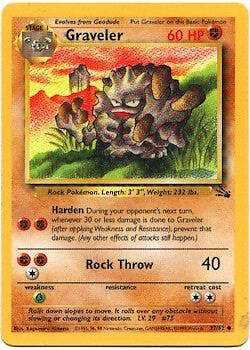 Pokemon Fossil Card 37/62 Graveler UNLIMITED EDITION