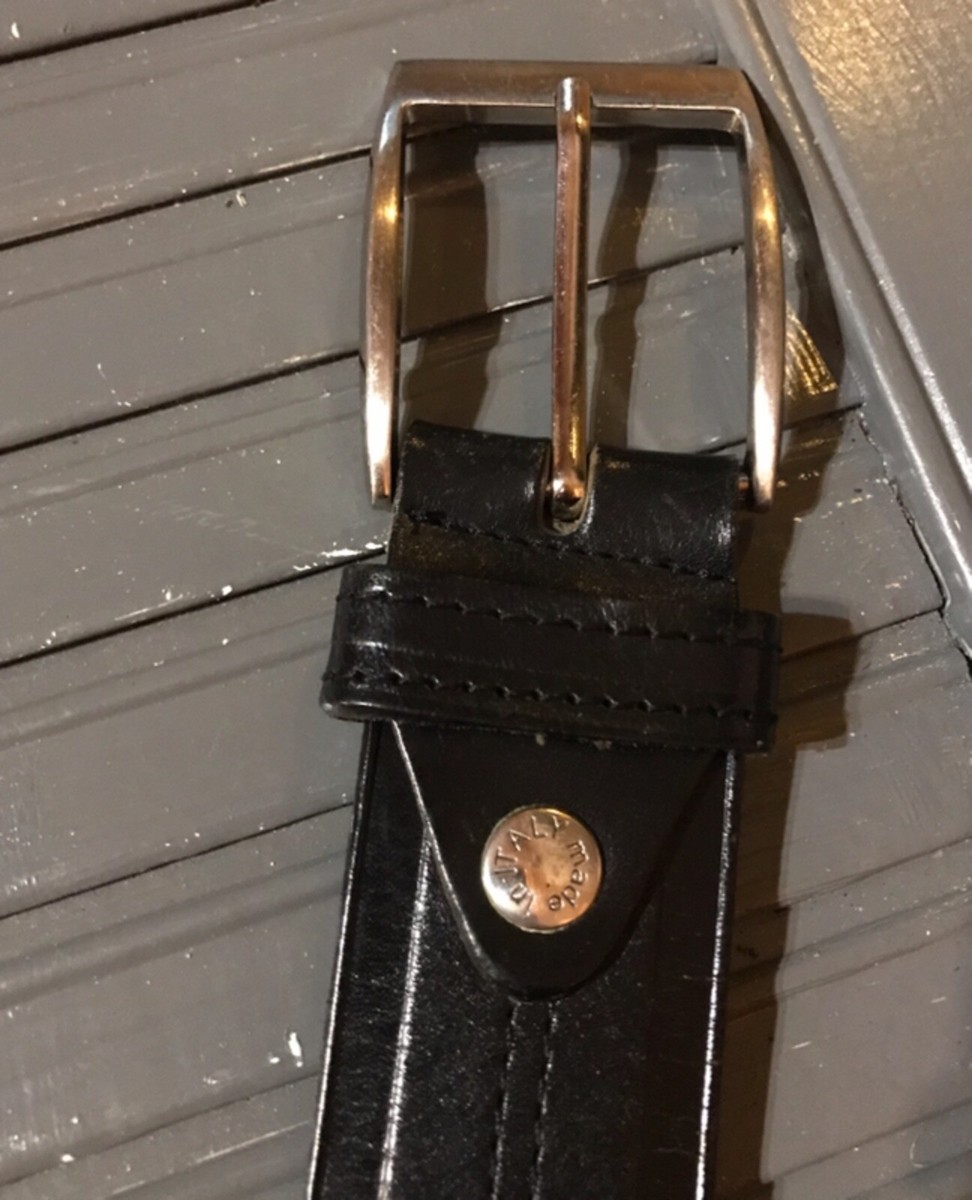 VERA PELLA Black Leather Belt, Made in Italy 105/120 Style  display picture 1