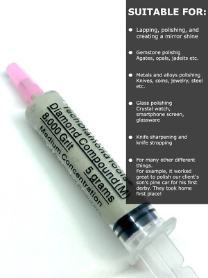 Diamond Polishing Lapidary Paste 8,000 Grit 0-2 Micron (M) 25% Concentration, 5g